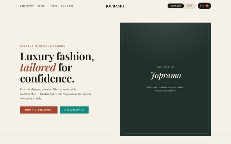 Jopramo fashion atelier homepage
